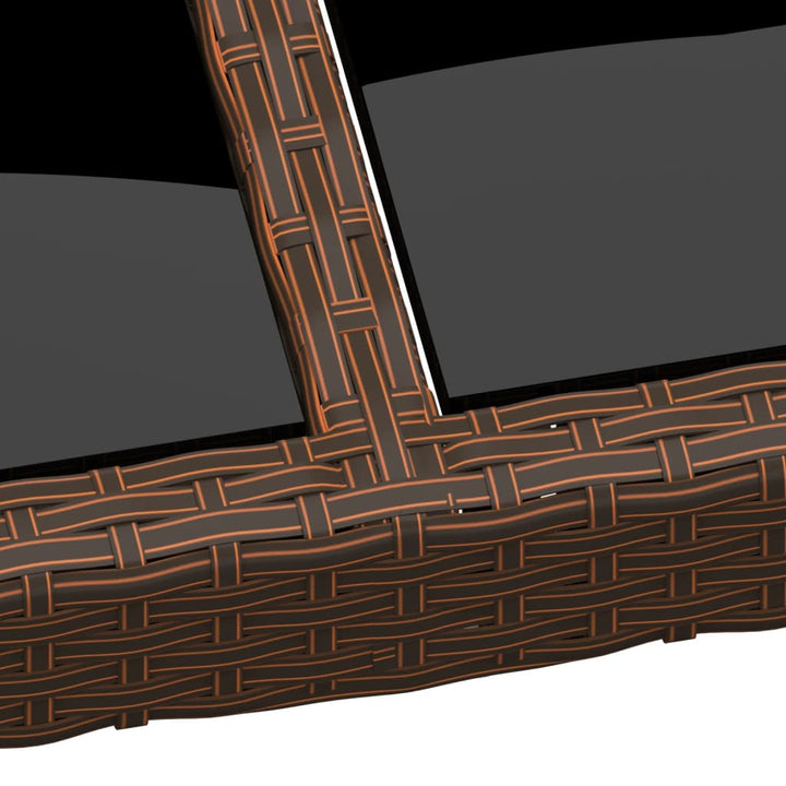 havebord med glasplade 200x150x75 cm rattan brun