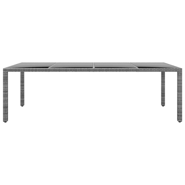 havebord 250x100x75 cm hærdet glas og polyrattan grå