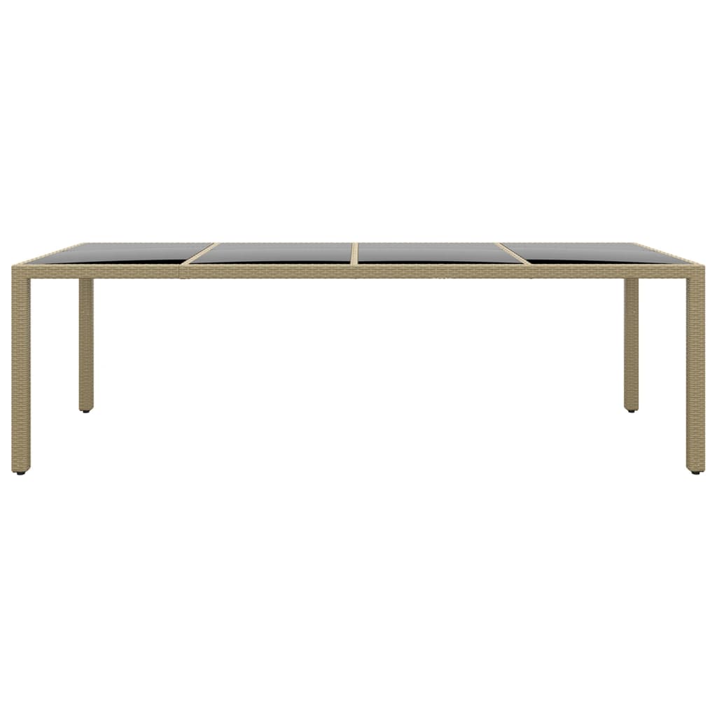 havebord med glasplade polyrattan beige