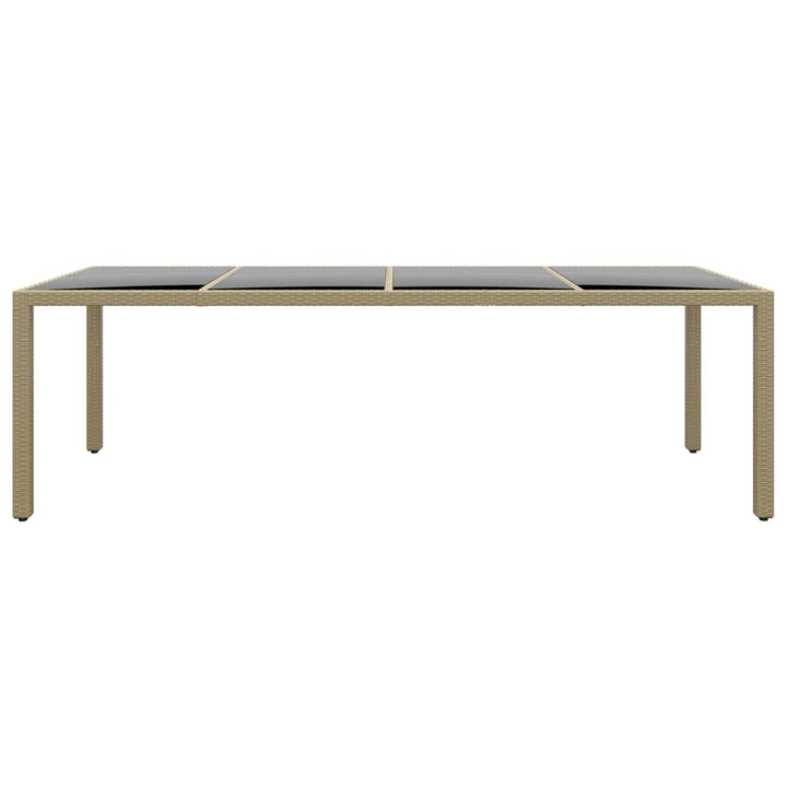 havebord med glasplade polyrattan beige