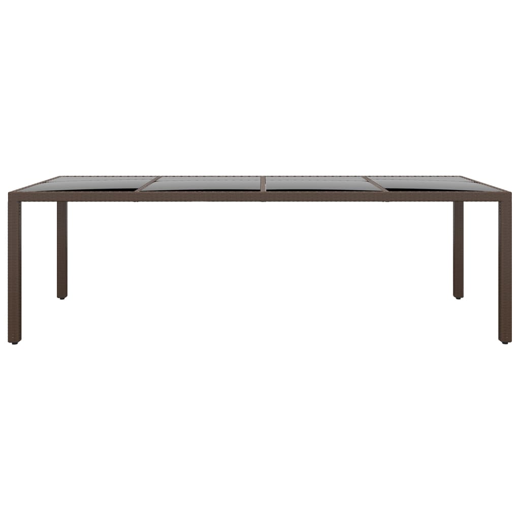 havebord med glasplade polyrattan brun