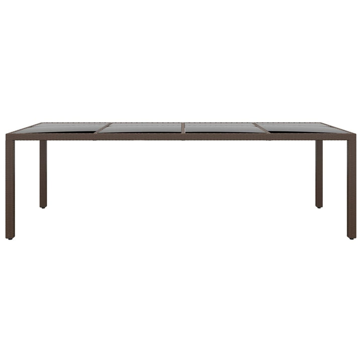 havebord med glasplade polyrattan brun