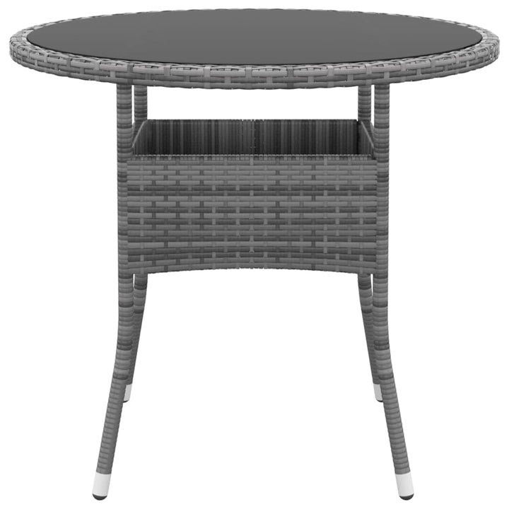 havebord Ø80x75 cm hærdet glas og polyrattan grå
