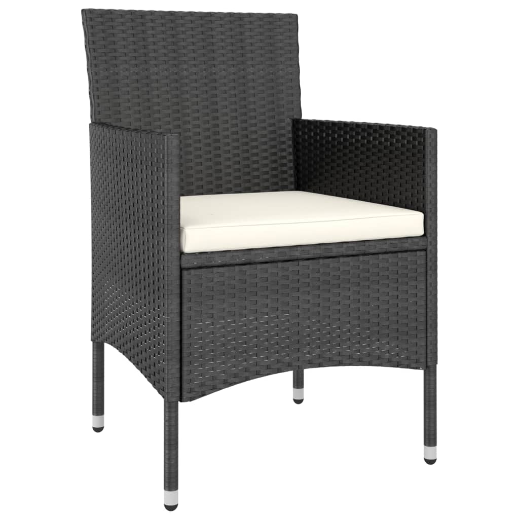 havestole med skamler 4 dele polyrattan sort