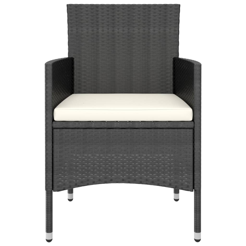havestole med skamler 4 dele polyrattan sort