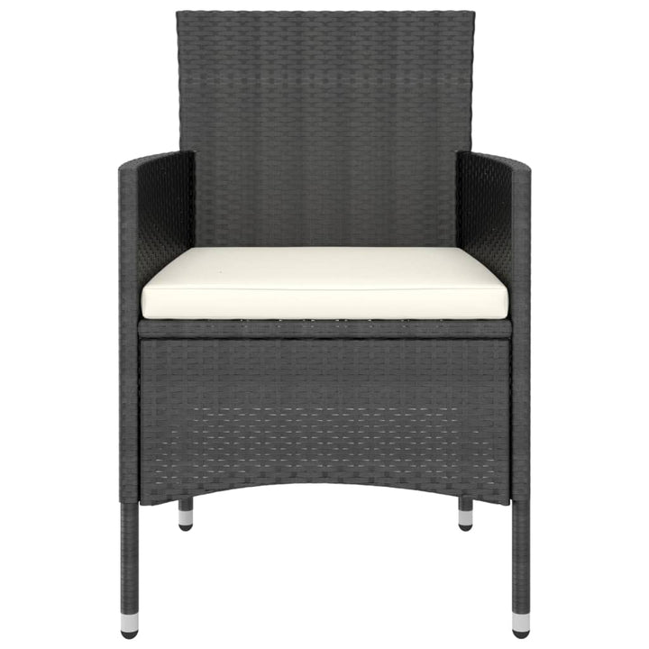 havestole med skamler 4 dele polyrattan sort