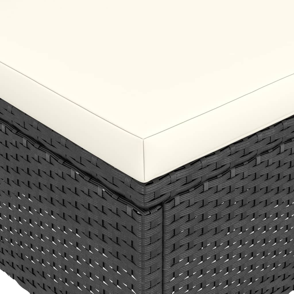 havestole med skamler 4 dele polyrattan sort