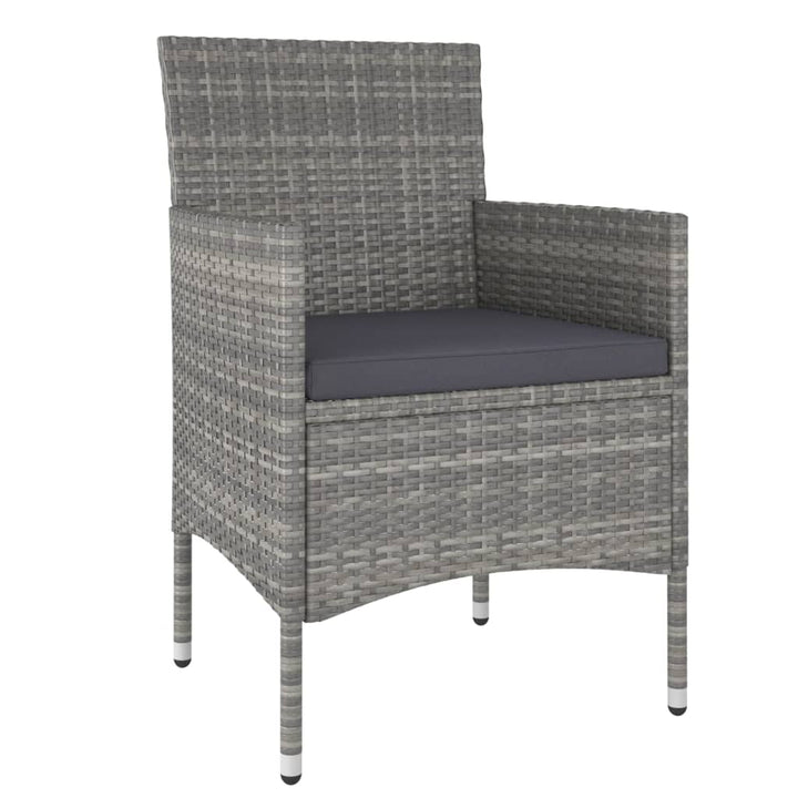 havestole med skamler 4 dele polyrattan grå