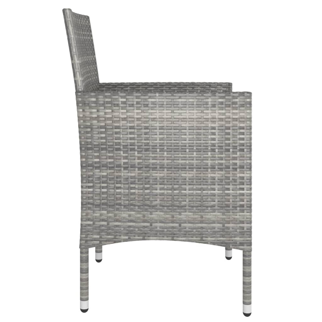 havestole med skamler 4 dele polyrattan grå