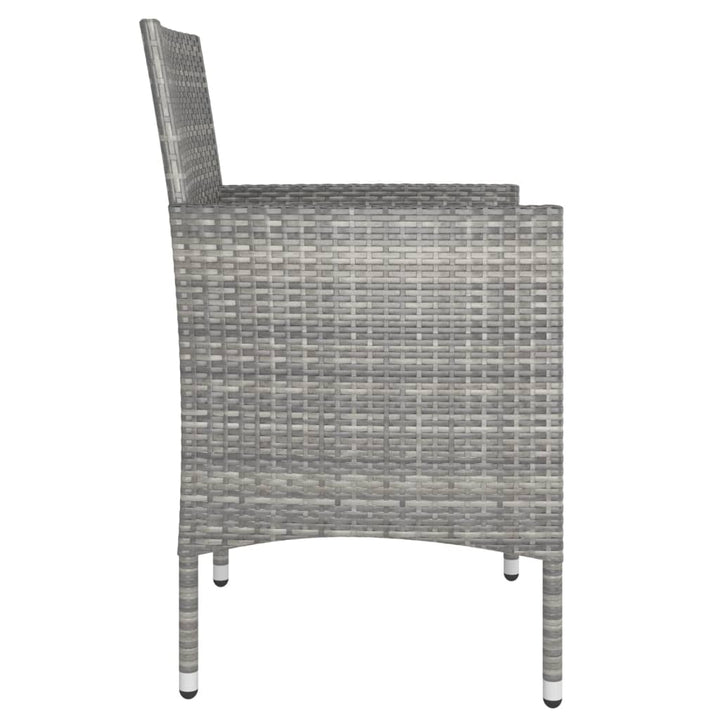 havestole med skamler 4 dele polyrattan grå