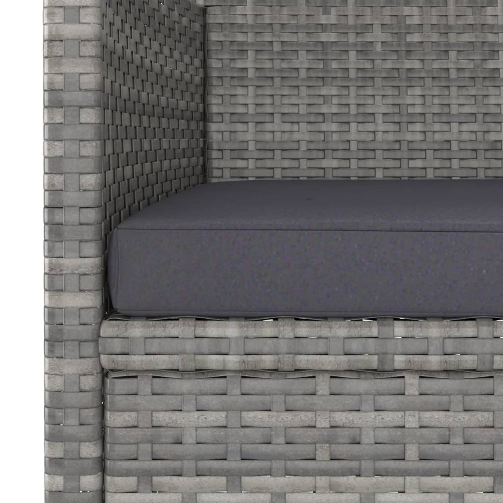 havestole med skamler 4 dele polyrattan grå