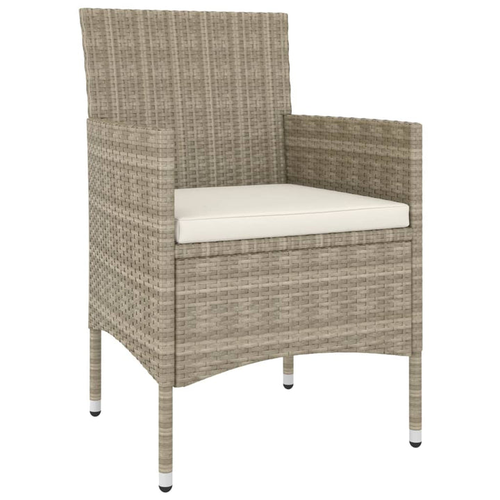 havestole med skamler 4 dele polyrattan beige