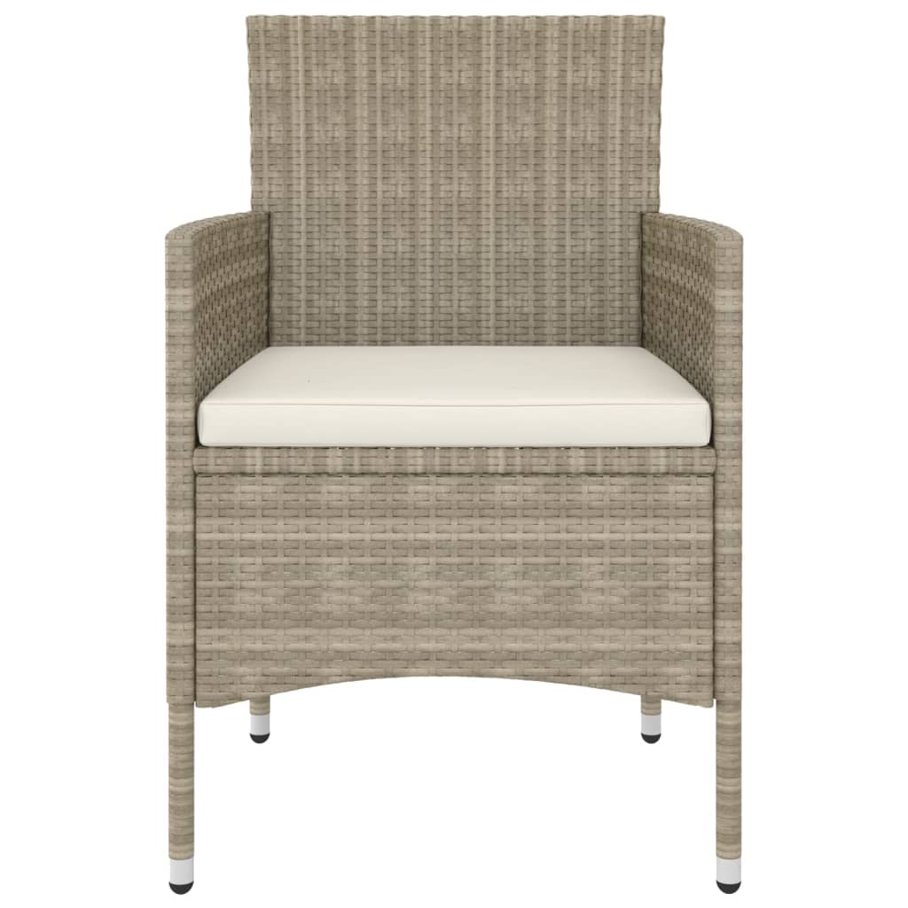 havestole med skamler 4 dele polyrattan beige