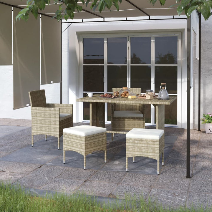 havestole med skamler 4 dele polyrattan beige