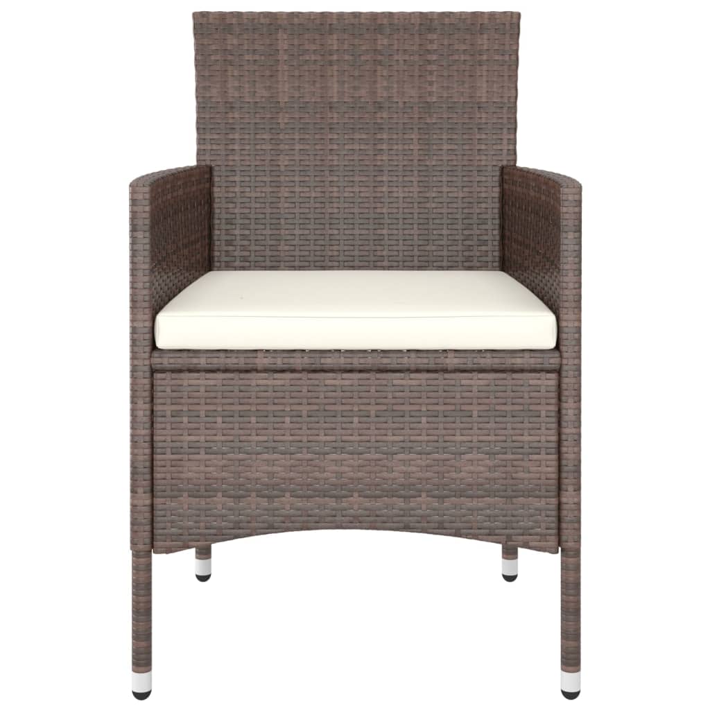 havestole med skamler 4 dele polyrattan brun