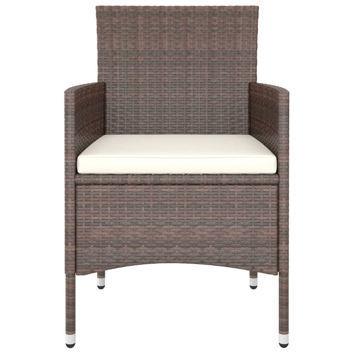 havestole med skamler 4 dele polyrattan brun
