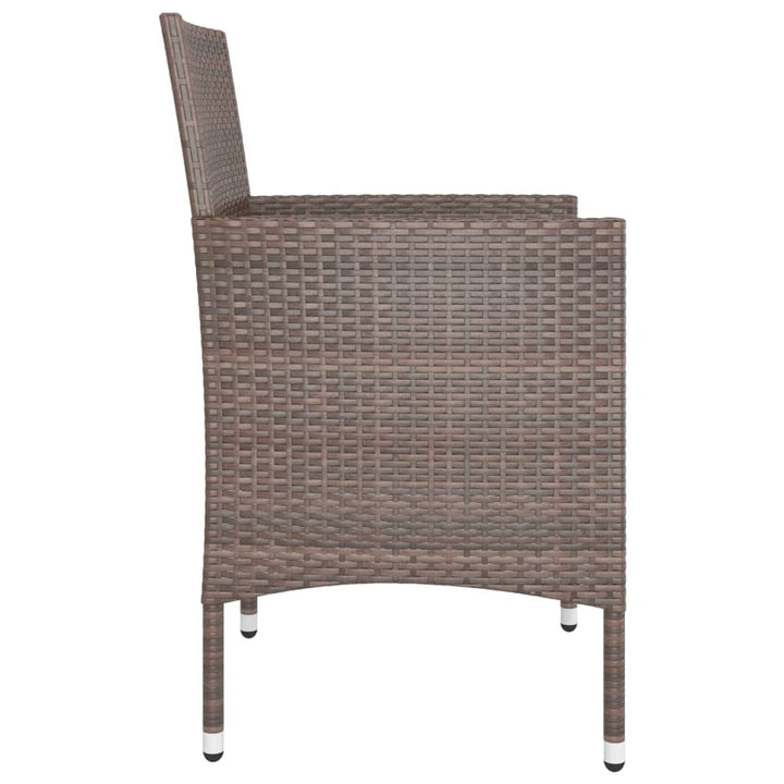 havestole med skamler 4 dele polyrattan brun