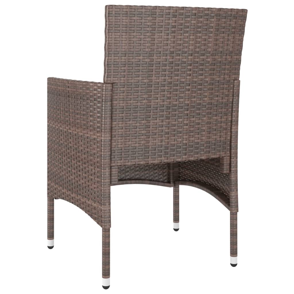 havestole med skamler 4 dele polyrattan brun