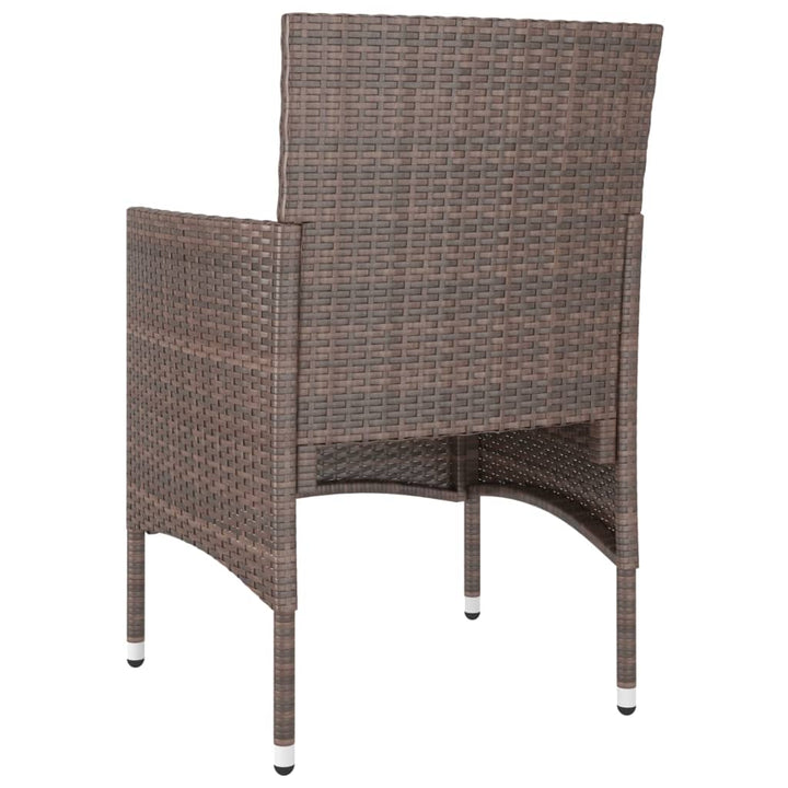 havestole med skamler 4 dele polyrattan brun