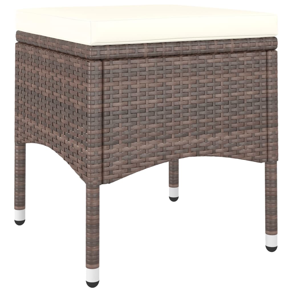 havestole med skamler 4 dele polyrattan brun