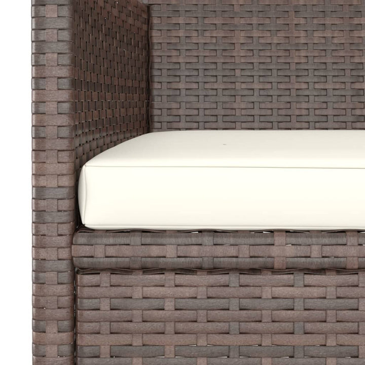 havestole med skamler 4 dele polyrattan brun