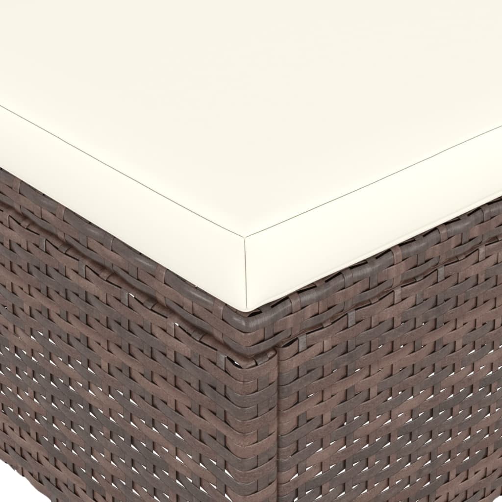havestole med skamler 4 dele polyrattan brun