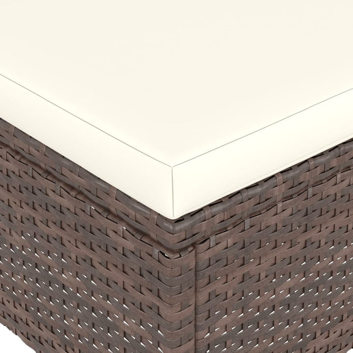 havestole med skamler 4 dele polyrattan brun