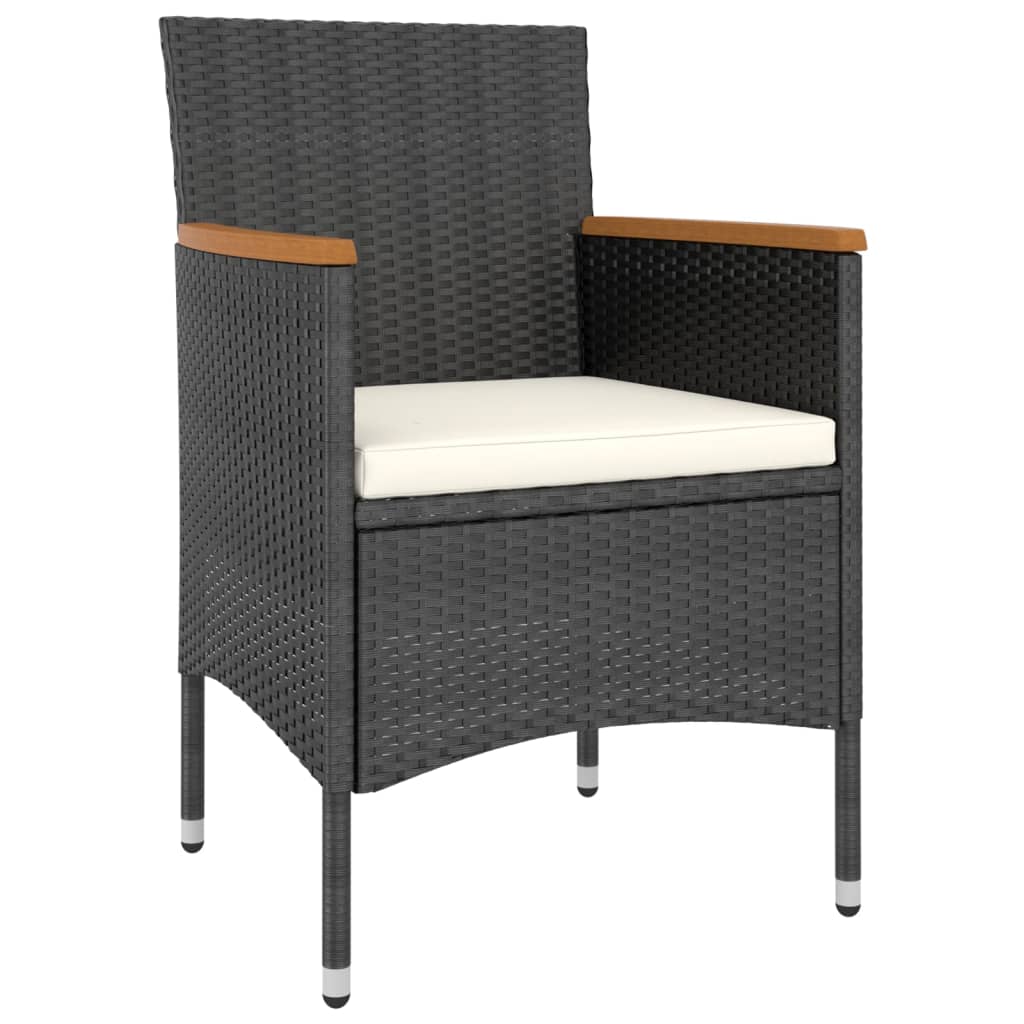 havestole med skamler 4 dele polyrattan sort