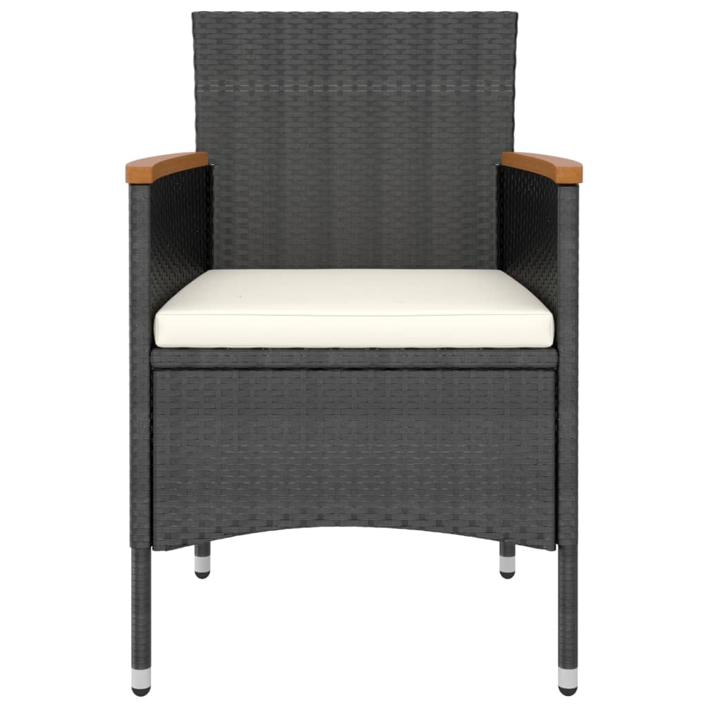 havestole med skamler 4 dele polyrattan sort