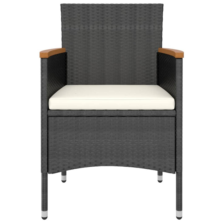 havestole med skamler 4 dele polyrattan sort