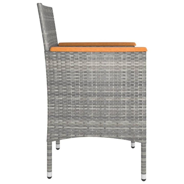 havestole med skamler 4 dele polyrattan grå