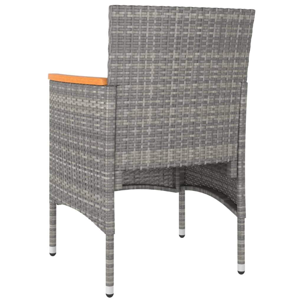havestole med skamler 4 dele polyrattan grå