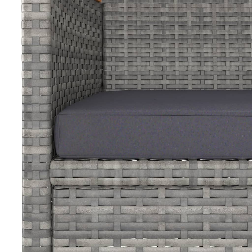 havestole med skamler 4 dele polyrattan grå