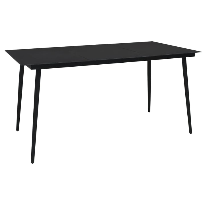 havebord 150x80x74 cm stål og glas sort