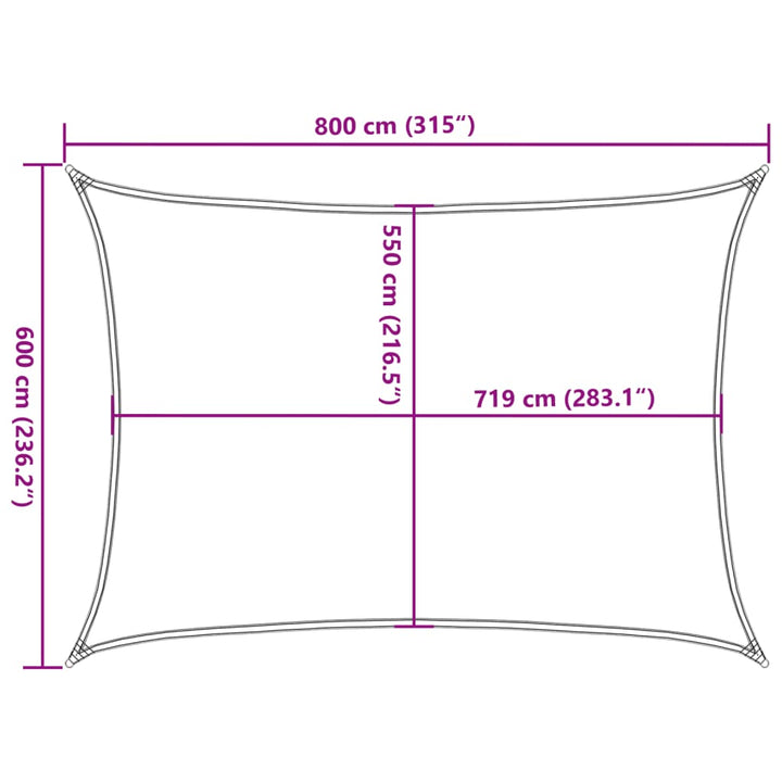 solsejl 6x8 m 160 g/m² HDPE terrakotta
