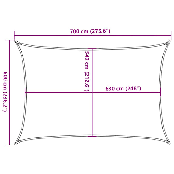solsejl 6x7 m 160 g/m² HDPE rektangulær blå