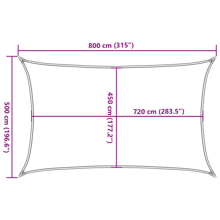 solsejl 5x8 m 160 g/m² HDPE sort