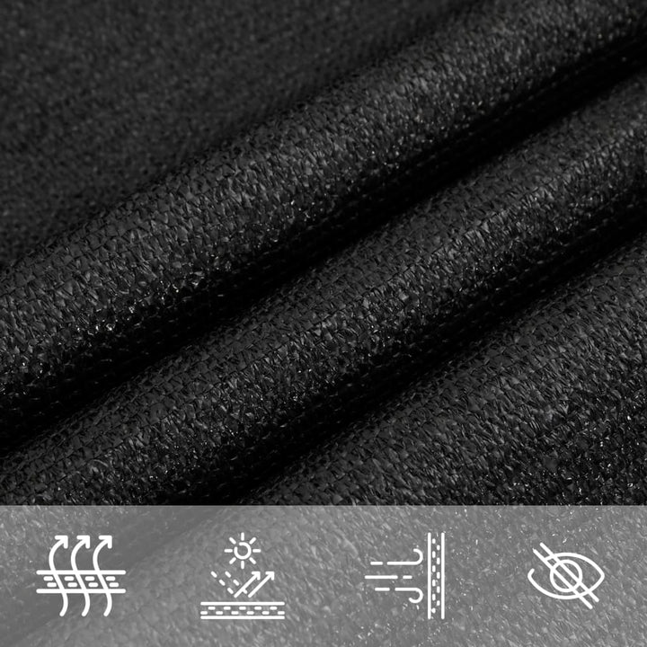 solsejl 160 g/m² 6x8 m rektangulært HDPE sort