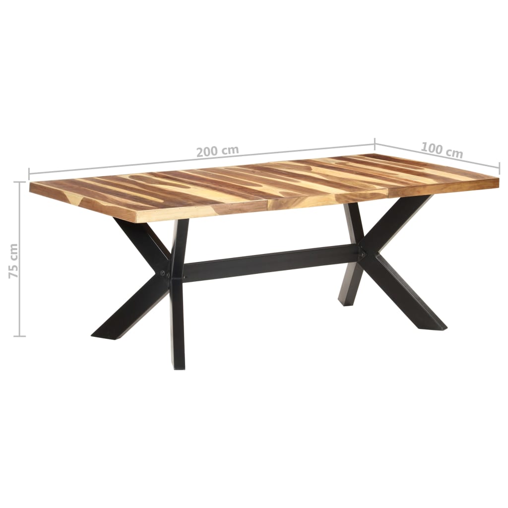 spisebord 200x100x75 cm massivt træ med honningfarvet finish
