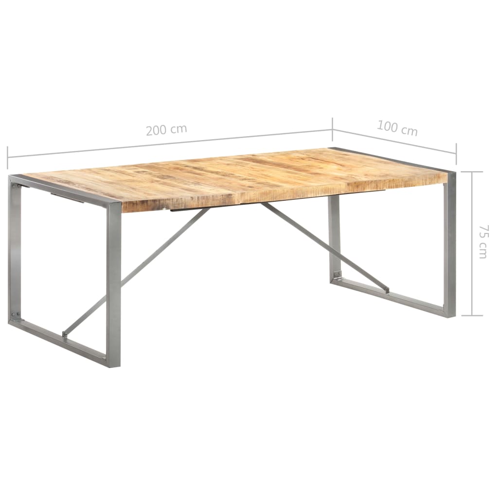 spisebord 200x100x75 cm massivt ru mangotræ