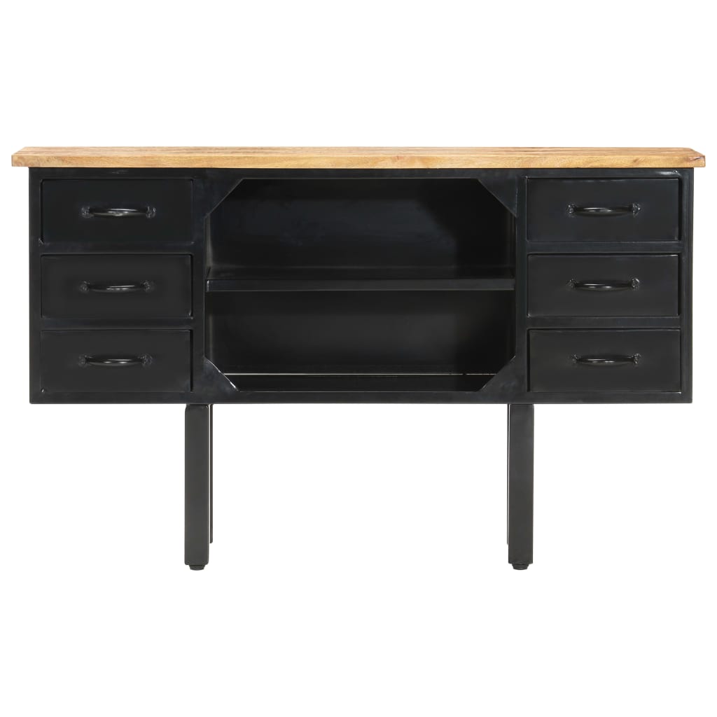 skænk 110x30x65 cm massivt ru mangotræ og stål