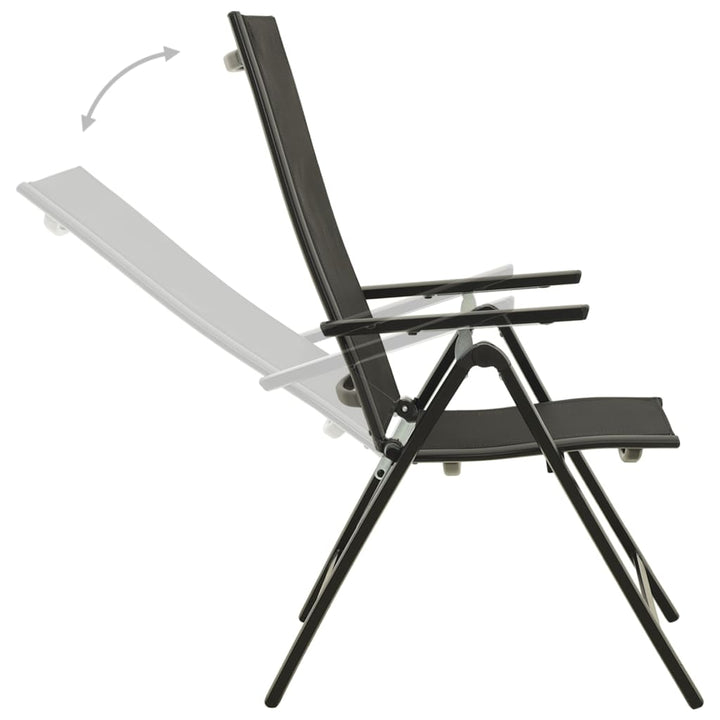 foldbare havestole 2 stk. textilene og aluminium sort