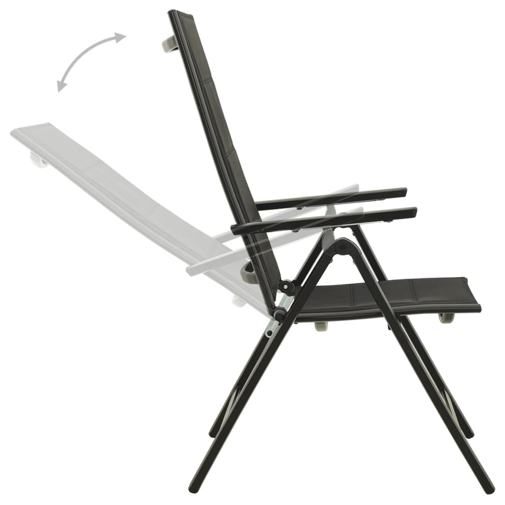 foldbare havestole 2 stk. textilene og aluminium sort