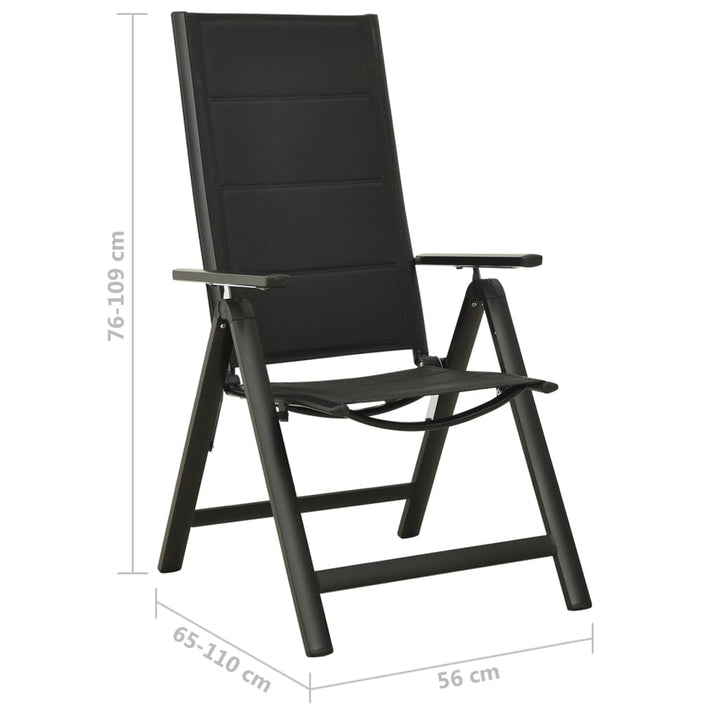 foldbare havestole 2 stk. textilene og aluminium sort