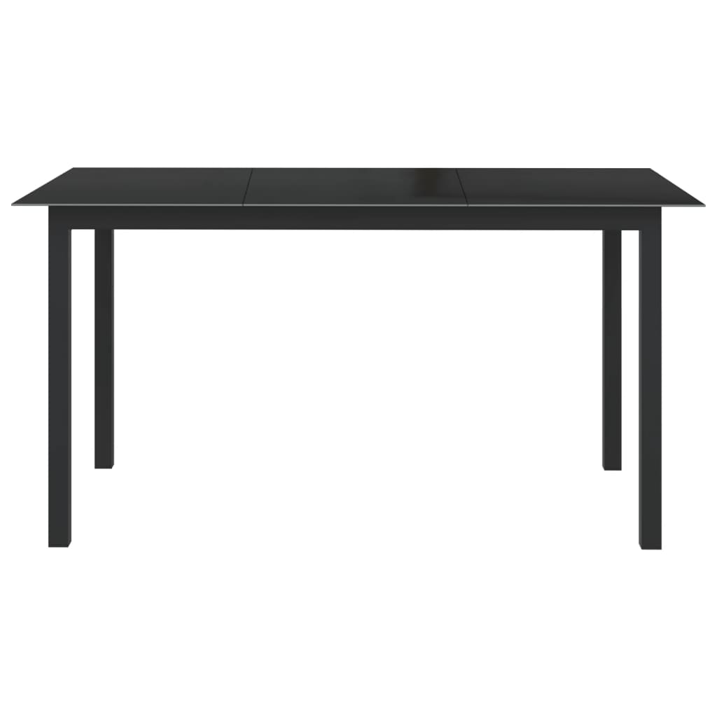 havebord 150x90x74 cm aluminium og glas sort