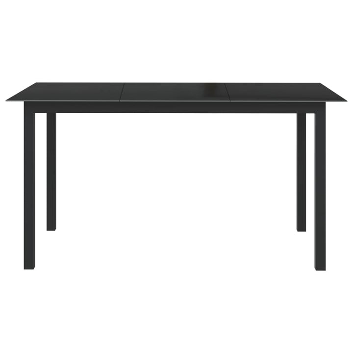 havebord 150x90x74 cm aluminium og glas sort