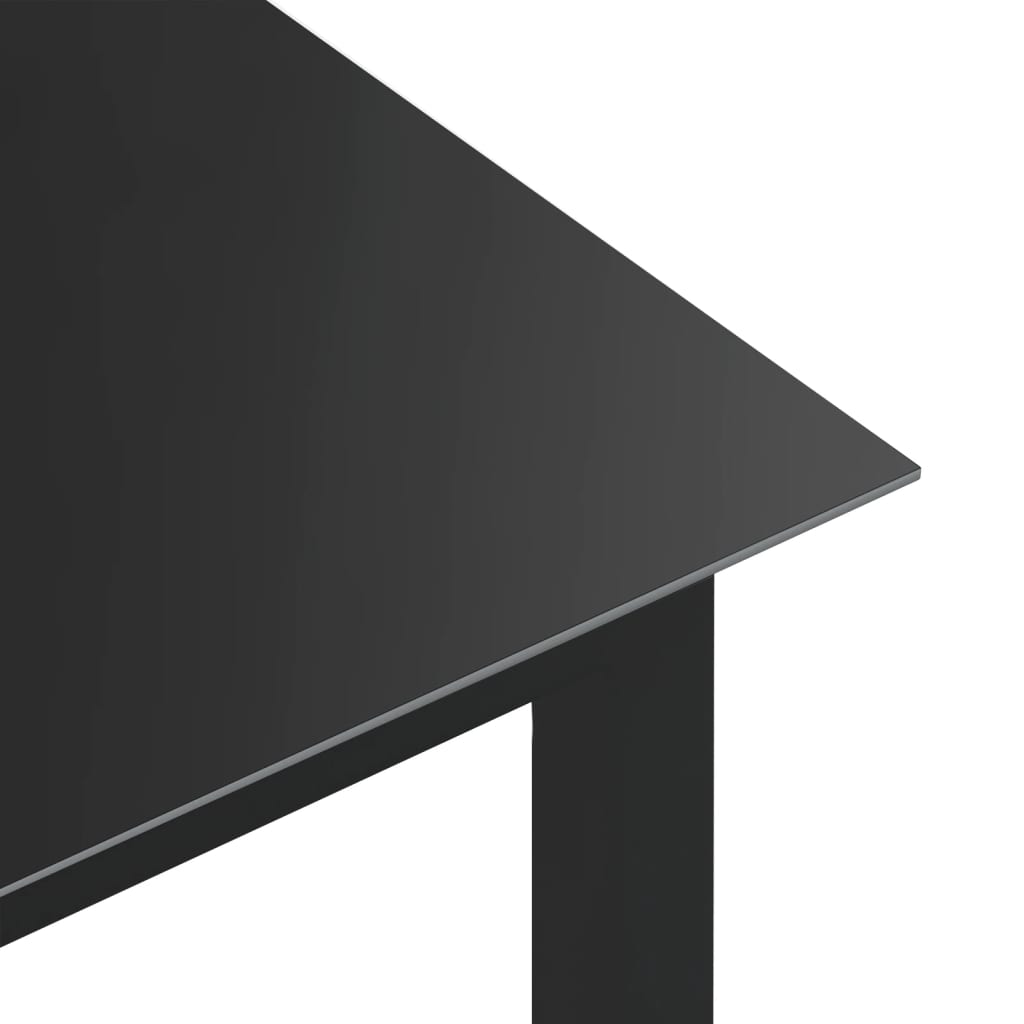 havebord 150x90x74 cm aluminium og glas sort