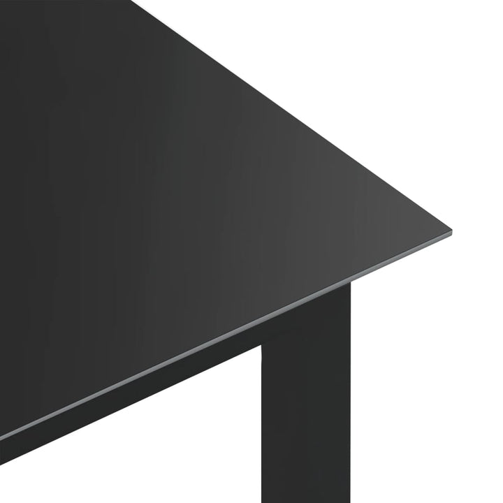 havebord 150x90x74 cm aluminium og glas sort