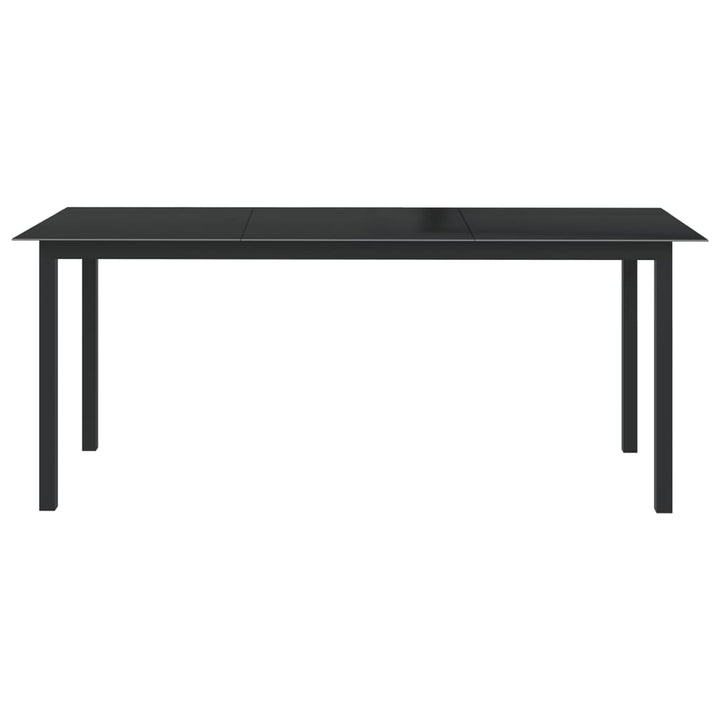 havebord 190x90x74 cm aluminium og glas sort