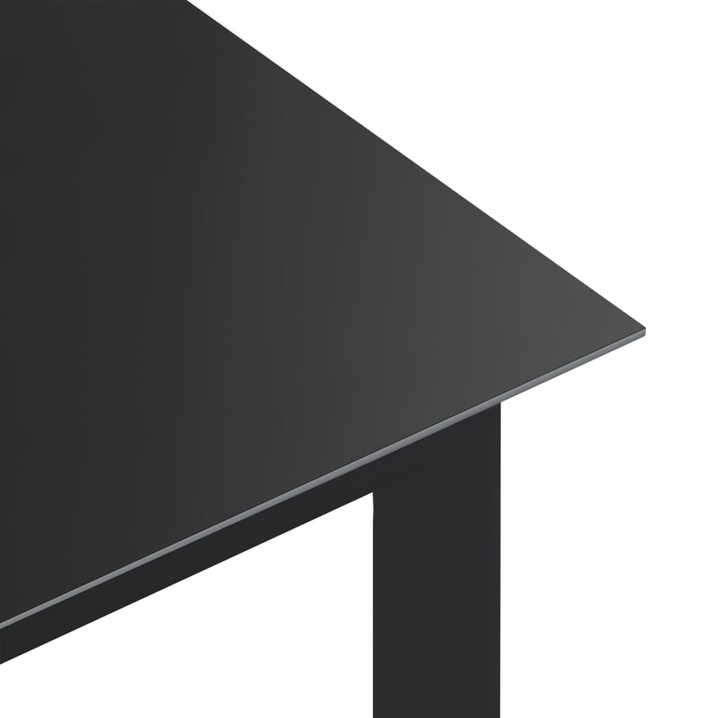 havebord 190x90x74 cm aluminium og glas sort